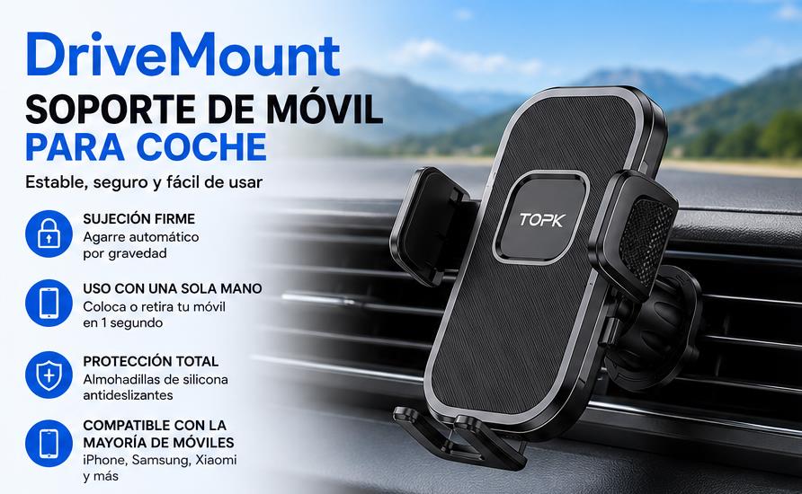 DriveMount - Soporte de móvil para coche, estable y seguro